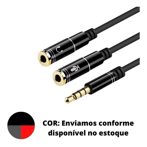 Cabo Adaptador P3(p2 Combo) P/ Fone E Microfone Headset 25cm